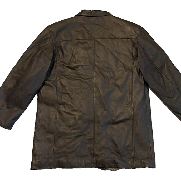 Vtg Haband Executive Division Jacket Mens Size Large 90's Brown Leather Coat - Picture 2 of 13